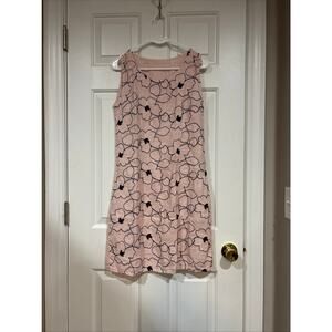 Pink Navy 100% Linen Sz M Dress Made in Italy Floral Flowy Spring